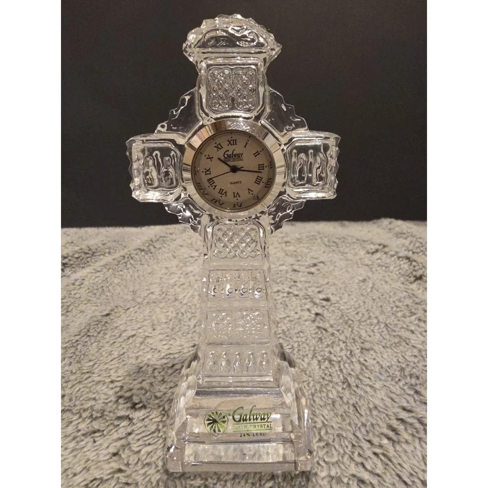 Galway Irish‎ Crystal Cross with Quartz Clock 5